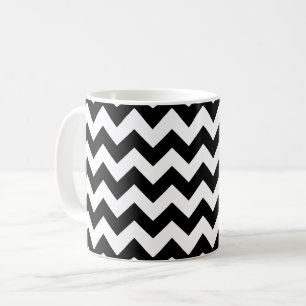 Caneca De Café Padrão Zigzag preto e branco, padrão Chevron