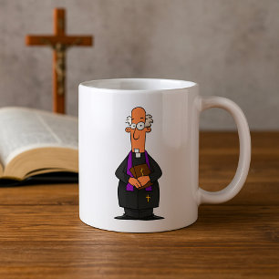 Caneca De Café Padre Segurando Bíblia Personagem Clero IFunny