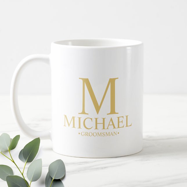 Caneca De Café Padrinho de casamento Personalizado Dourado Clássi (Criador carregado)