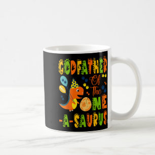 Caneca De Café Padrinho Minimal One Saurus 1º Aniversário