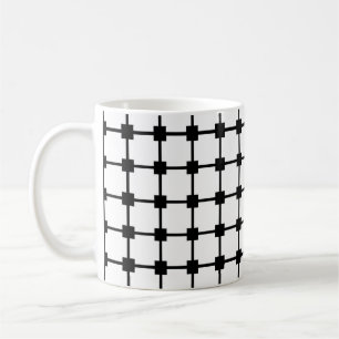 Caneca De Café Padrões brancos e negros quadrados modernos monocr