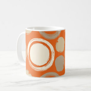 Caneca De Café Padrões Circulares Abstratos em um Fundo Laranja