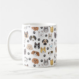 Caneca De Café Padrões Coloridos De Cães Engraçados E Cães Cachor