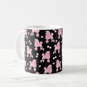 Caneca De Café Padrões de Arcos e Poodles Rosa Pretos