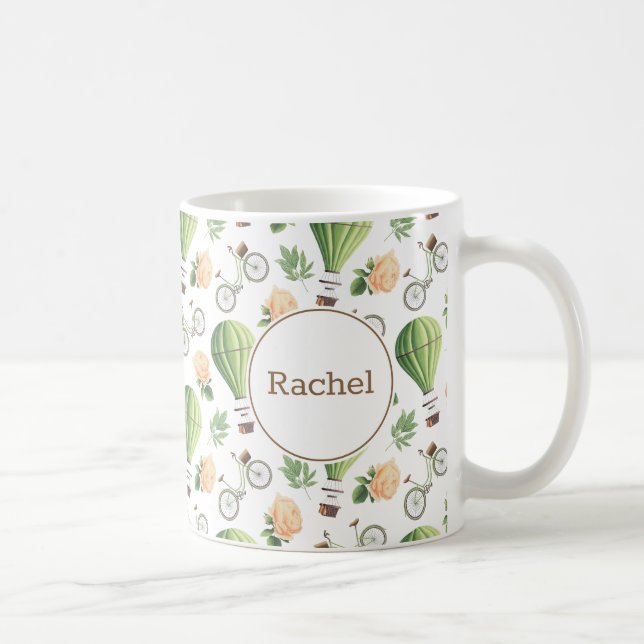 Caneca De Café Padrões de bicicleta, ar quente e Rosa (Direita)