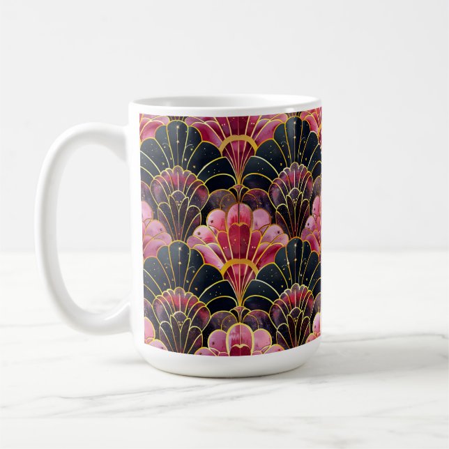 CANECA DE CAFÉ PADRÕES DE DECO DE ARTE DOURADA PRETO (Esquerda)