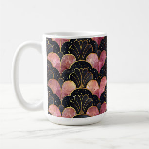 CANECA DE CAFÉ PADRÕES DE DECO DE ARTE DOURADA PRETO