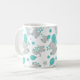 Caneca De Café Padrões De Elefantes, Elefantes Bonitos - Cinzas A