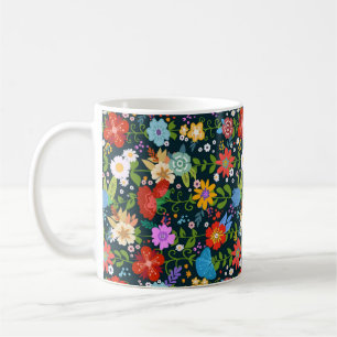 Caneca De Café Padrões de flores sem costura pontiagudas-13554