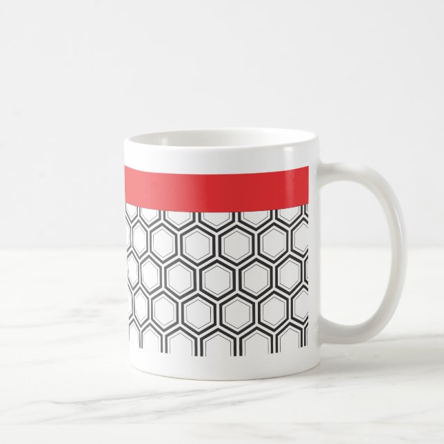 Caneca De Café Padrões De Honeycomb Preto E Branco (Direita)