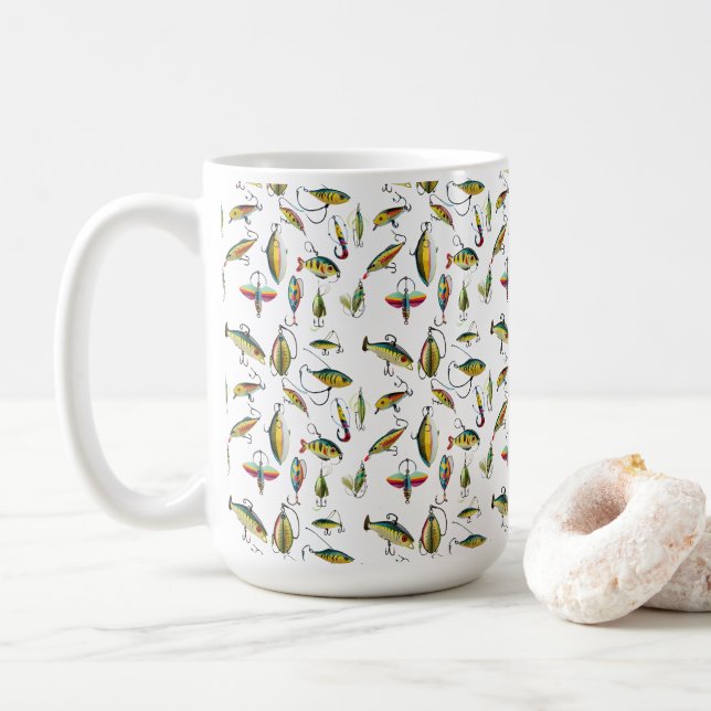 Caneca De Café Padrões De Lentes De Pesca (Com Donut)