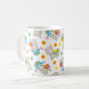 Caneca De Café Padrões De Lhamas, Llamas Cutas, Alpacas, Flores