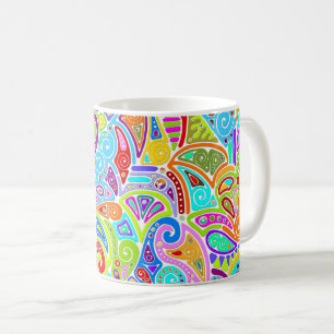 Caneca De Café Padrões De Mão E Digitalmente Pintados Art 7°