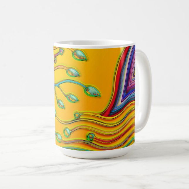 Caneca De Café Padrões De Mão E Digitalmente Pintados Art 9° (Frente Esquerda)