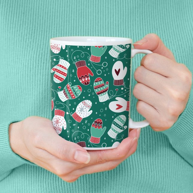 Caneca De Café Padrões de Mittens de Natal Cozy no inverno (Winter Mittens Pattern Mug)