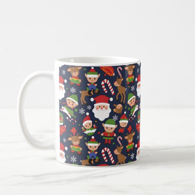 Caneca De Café Padrões de Natal de Natal animados (Esquerda)