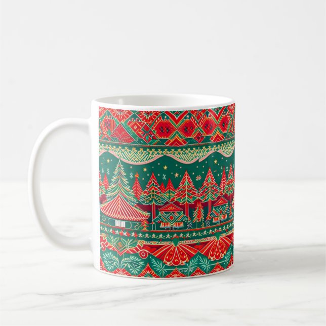 Caneca De Café Padrões de Natal Mug (Esquerda)