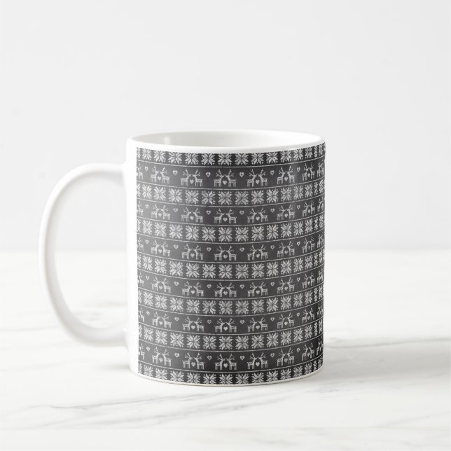 CANECA DE CAFÉ PADRÕES DE NATAL PRETO E BRANCO (Esquerda)