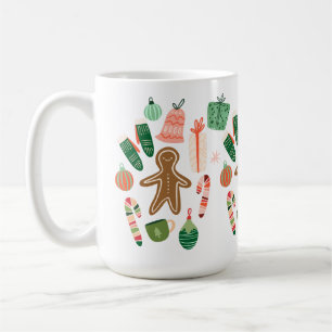 Caneca De Café Padrões de Natal Whimsical Cumba Cerâmica
