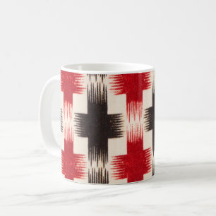 Caneca De Café Padrões de onda de cesto vermelho e Abstrato preto