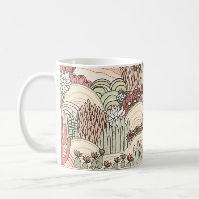Caneca De Café Padrões de Paisagem Exterior dos Êxitos Cactos (Esquerda)