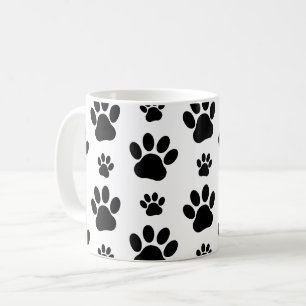 Caneca De Café Padrões de pata, patas de cachorro, impressões d