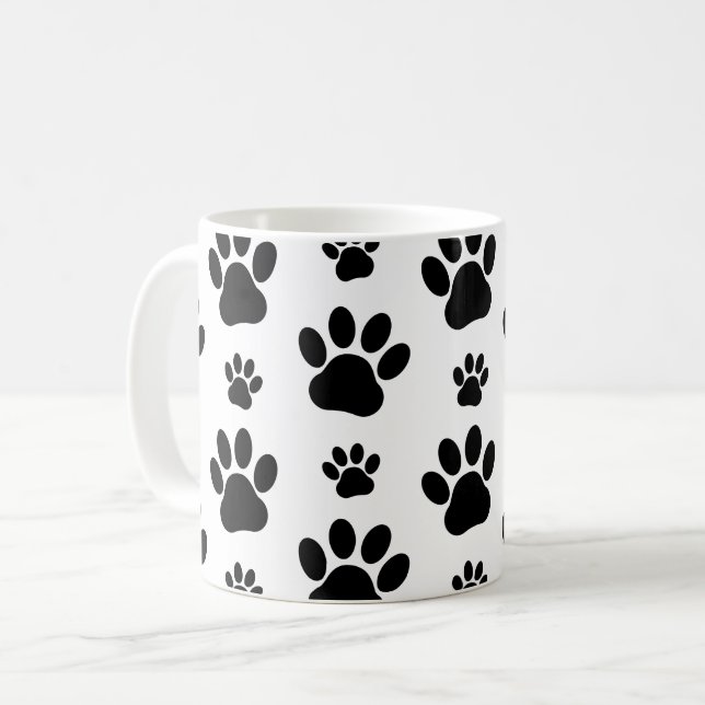 Caneca De Café Padrões de pata, patas de cão, impressões de pata, (Frente Esquerda)