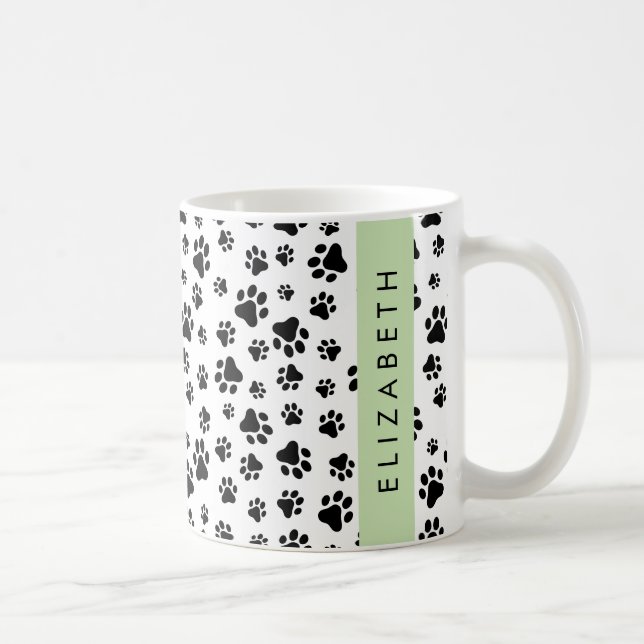 Caneca De Café Padrões de pata, patas de cão, preto e branco, seu (Direita)