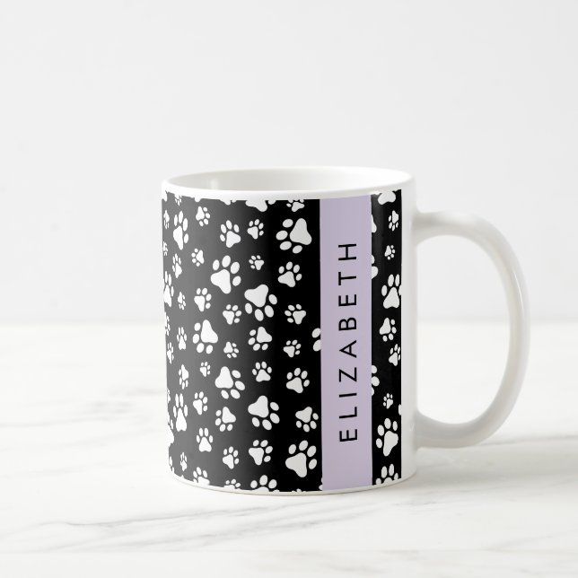 Caneca De Café Padrões de pata, patas de cão, preto e branco, seu (Direita)