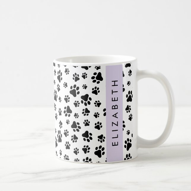Caneca De Café Padrões de pata, patas de cão, preto e branco, seu (Direita)