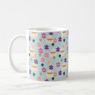 Caneca De Café Padrões de Petais Sorrentes com Envelopes