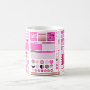 Caneca De Café Padrões de Planejador com Autocolantes