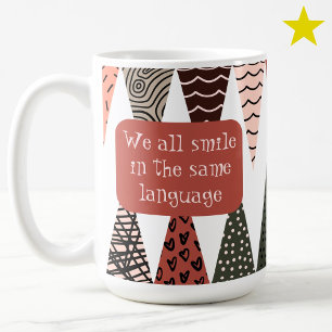 Caneca De Café Padrões de rabiscos de bandeira de retalhos rosa F