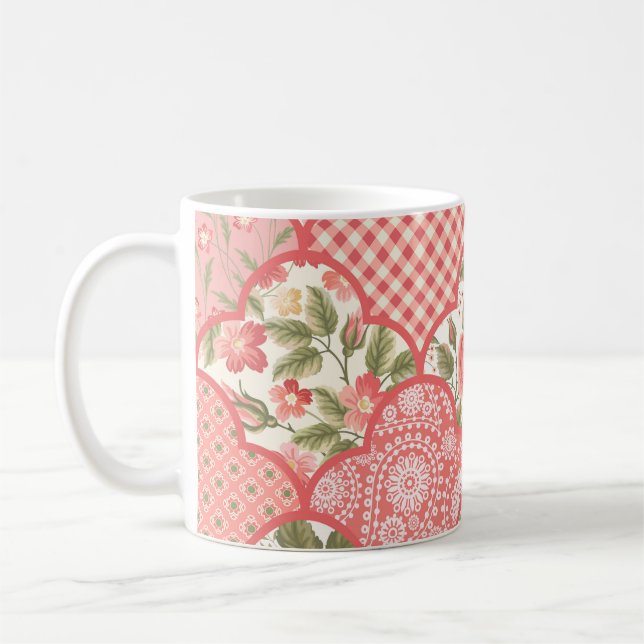 Caneca De Café Padrões de retalhamento de Rosas de Pastel (Esquerda)