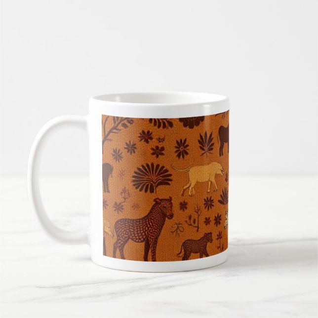 Caneca De Café Padrões de Vida Selvagem Africanos Tribais (Esquerda)