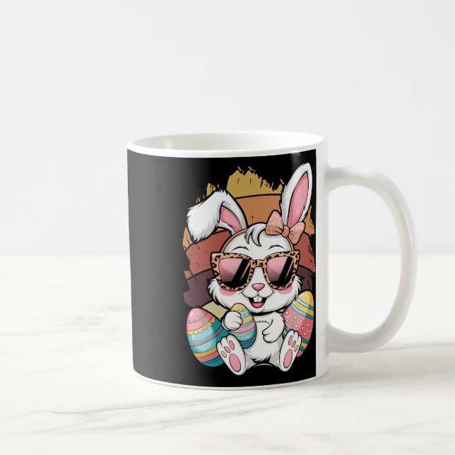 Caneca De Café Padrões de Xadrez rosa-claro Coelho da Páscoa Coel (Direita)