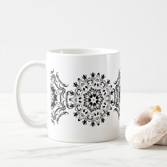 Caneca De Café Padrões de Zentangle (Com Donut)