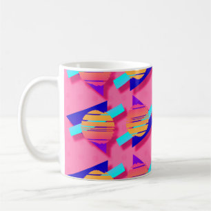 Caneca De Café Padrões do triângulo Neon Memphis Rosa Quente
