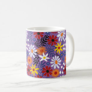 Caneca De Café Padrões Florais Coloridos da Flor