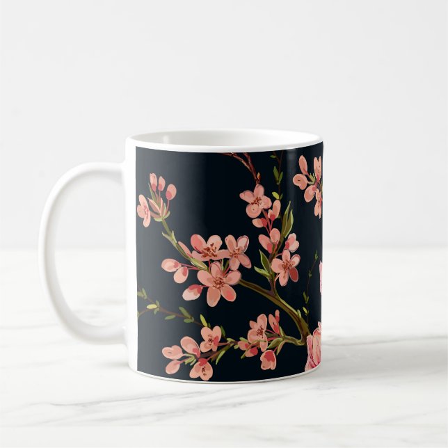 Caneca De Café Padrões florais sem costura com a mão (Esquerda)