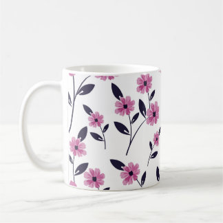 Caneca De Café Padrões florais sem costura, desenhados à mão