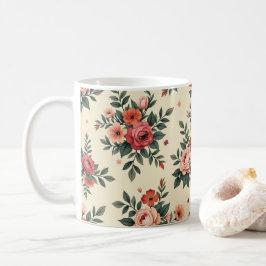 Caneca De Café Padrões florais vítreos com elegância clássica
