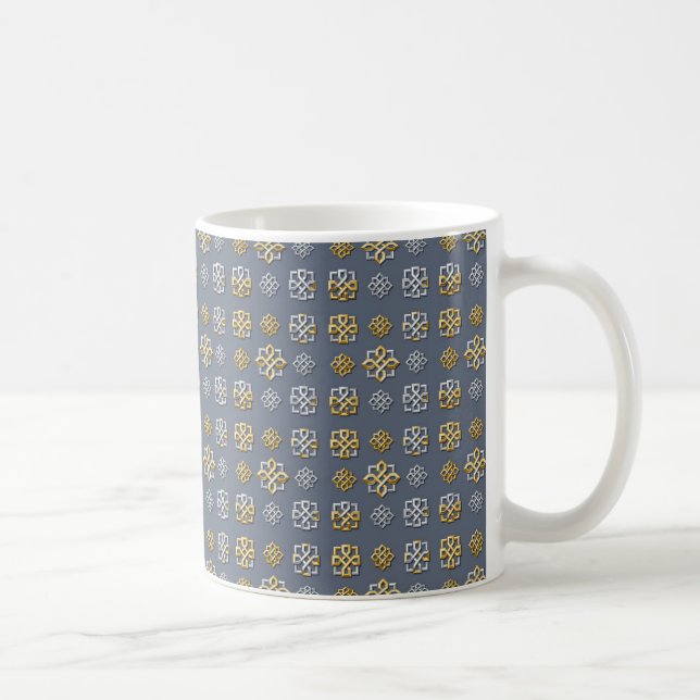 Caneca De Café Padrões geométricos entrelaçados de ouro e prata (Direita)