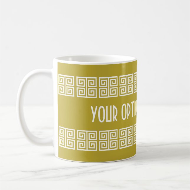 Caneca De Café Padrões gregos de texto personalizado (Esquerda)