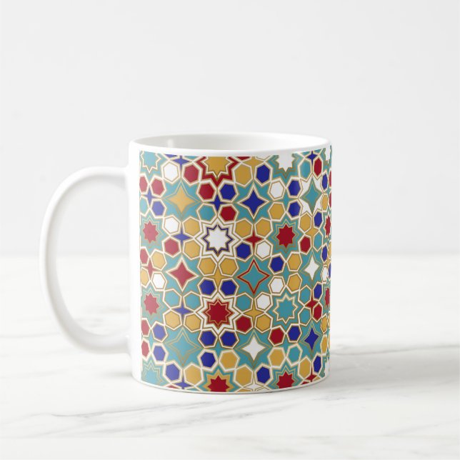Caneca De Café Padrões islâmicos perfeitos de cor. Apelido islâmi (Esquerda)