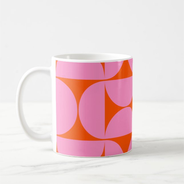 Caneca De Café Padrões Modernos De meio século Rosa E Laranja (Esquerda)