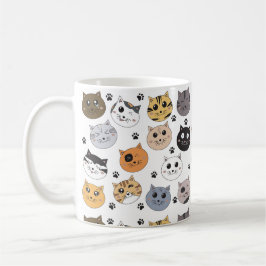 Caneca De Café Padrões para gatos e pata engraçados coloridos