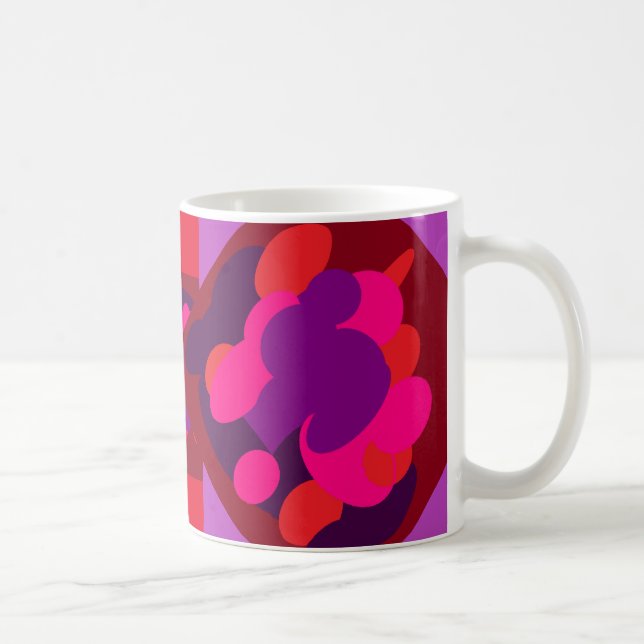 Caneca De Café padrões quadrados de lavandas e marões (Direita)