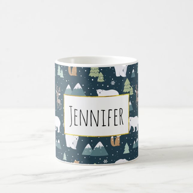Caneca De Café Padrões Russos De Inverno De Natal Bonito (Centro)