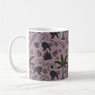 Caneca De Café Padrões sem costura Macacos tropicais saltando